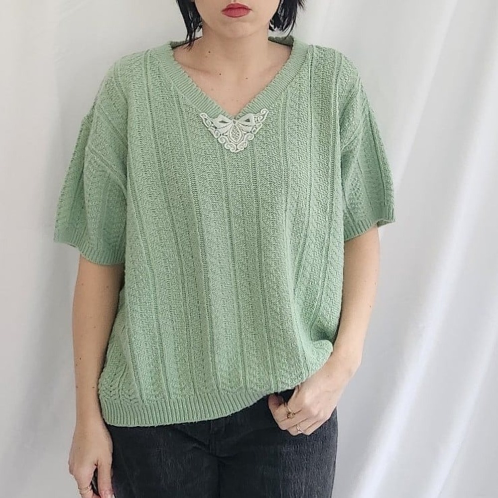 90s Green‎ Cottagecore Sweater